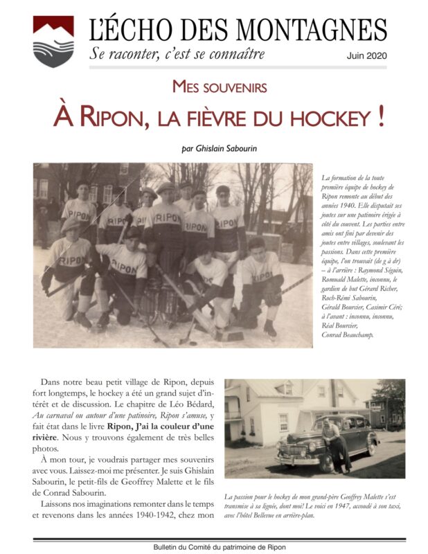 La fièvre du hockey à Ripon, souvenirs de Ghyslain Sabourin