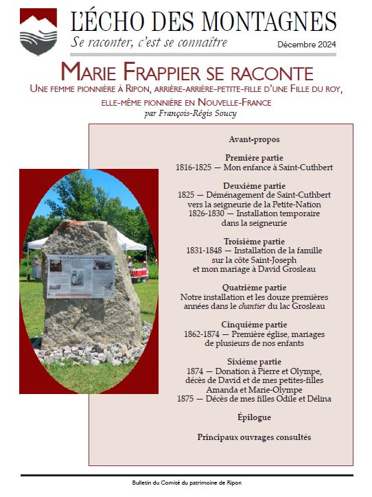 Marie Frappier, une pionnière de Ripon, se raconte